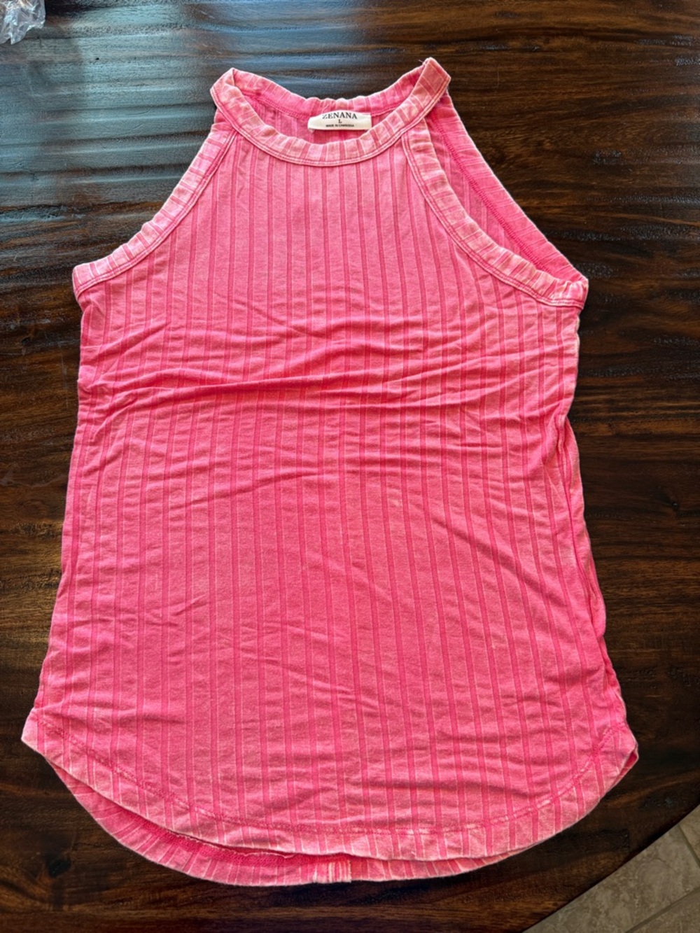 Zenana Outfitters Pink Ribbed High-Neck Tank
